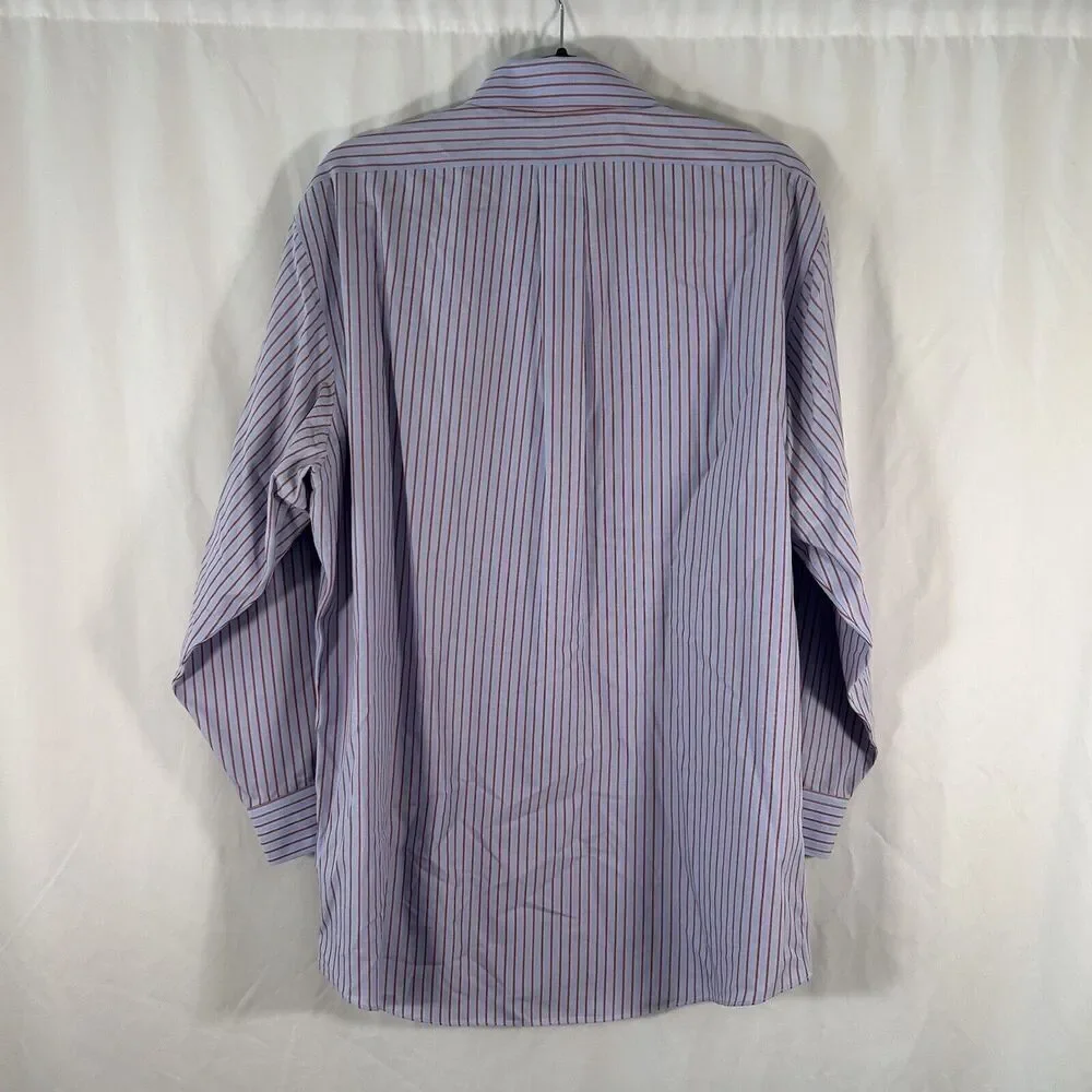 Brooks Brothers Dress Shirt Men's 16.5 32 Blue Striped Madison Button Up Long Sl